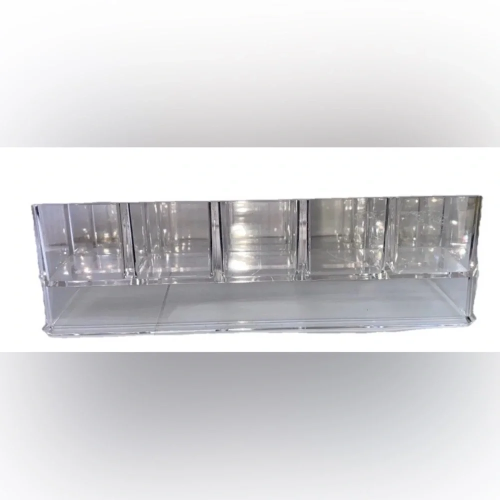 2 Clear Acrylic Makeup Vanity Organizers Cosmetics Displays | 23 Slots Total EUC
